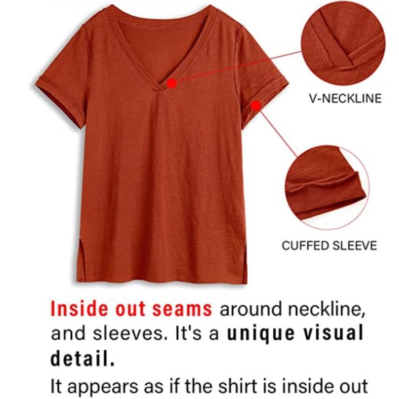 ‼️LAST CHANCE SALE ‼️ IMILY BELA Womens V Neck Tops Casual T-shirt Rust M - Picture 2 of 4